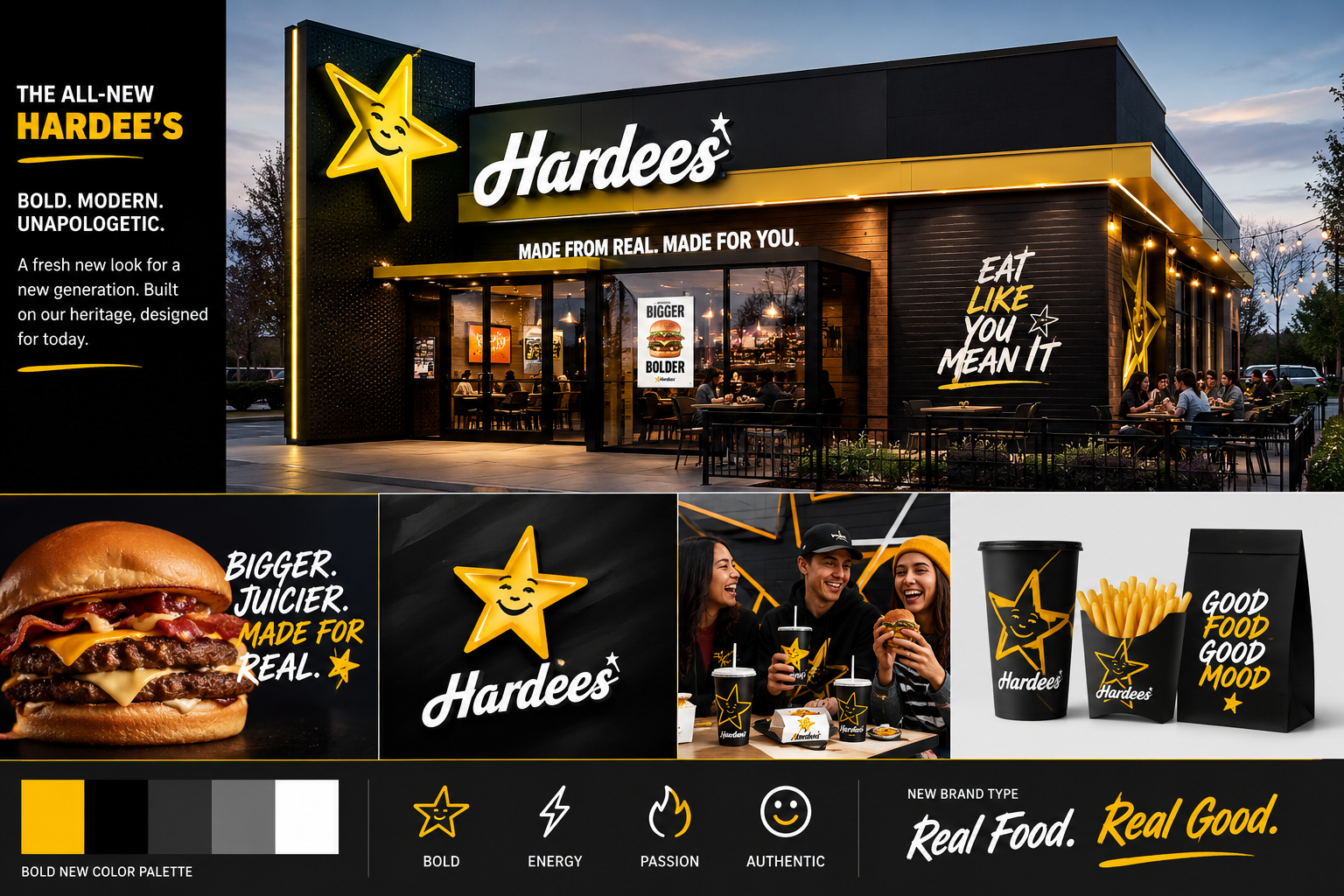 Hardee's Rebrand — Bold. Modern. Unapologetic.